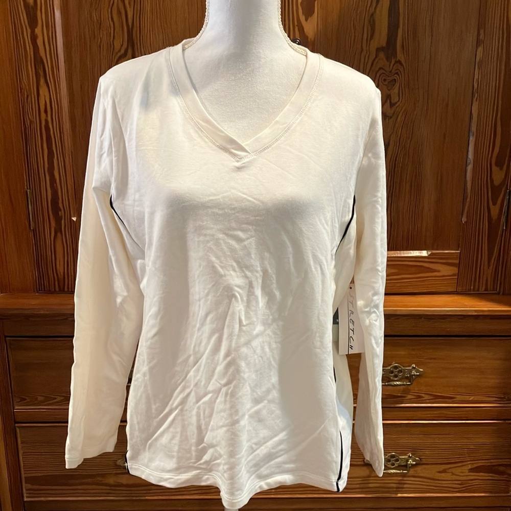 NWT JK Intimates cream w black trim top sz XL